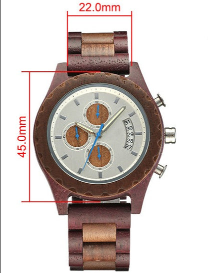 Multifunctional Matching Wood Couple Watch Set for Two