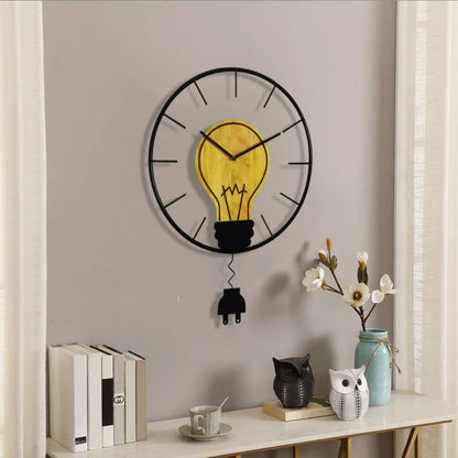 Antique Bulb Shaped Pendulum Wall Clock — Industrial Vintage (41×41 cm)
