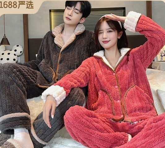 Matching Xmas PJs Winter Sleepwear Set for Couples