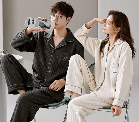 Couples Matching Bear Nightwear Pajamas Set Cotton