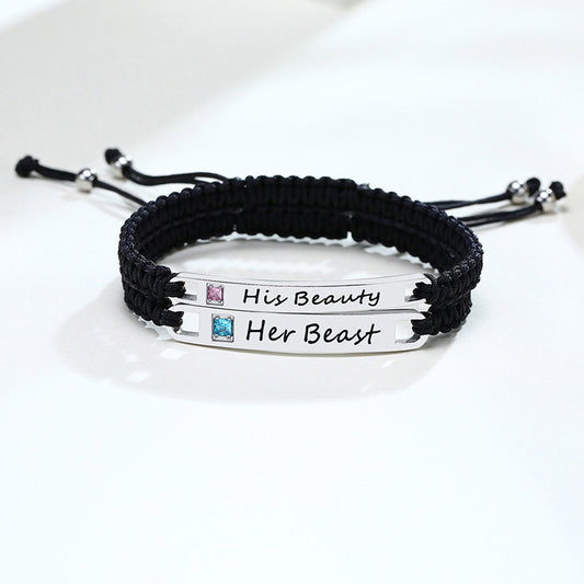 Her Beast His Beauty Matching Bracelets Set