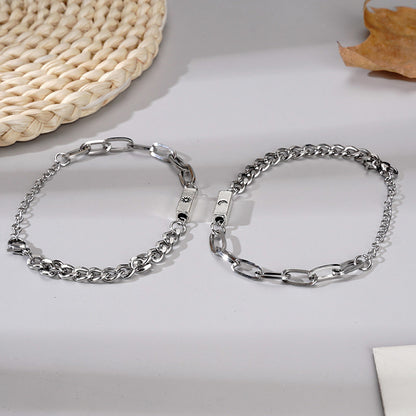 Engraved Couple Promise Bracelets Sun and Moon