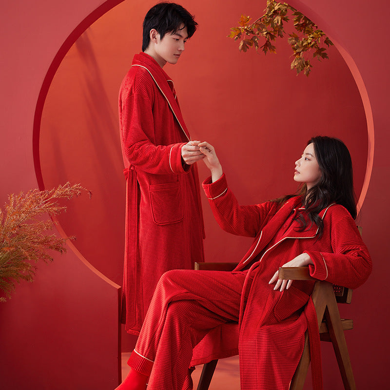 Wedding Nightgown for Couples Red PJs Set