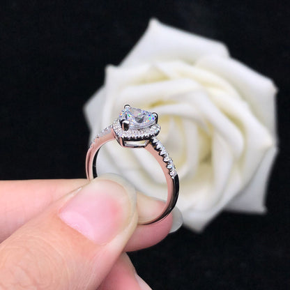 Engraved 1 Carat Heart Diamond Wedding Women Ring