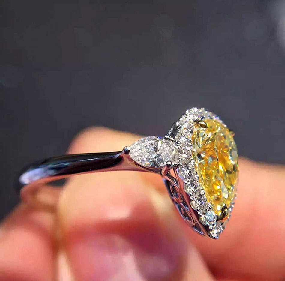 1 Carat Tear Drop Diamond Bridal Ring