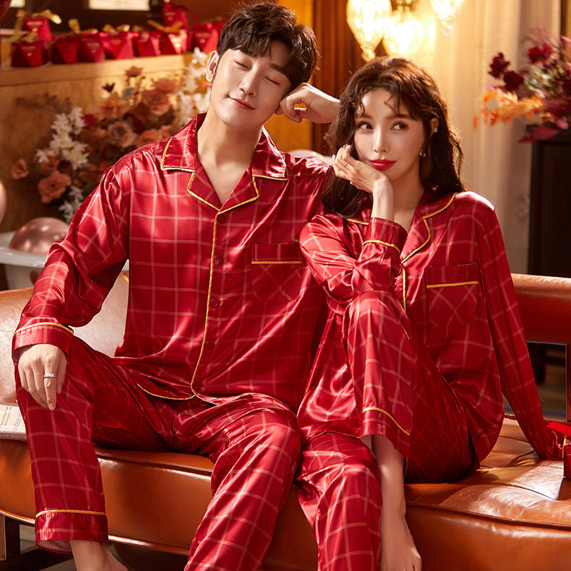 Matching Silk PJs Couple Sleepwear Set for 2