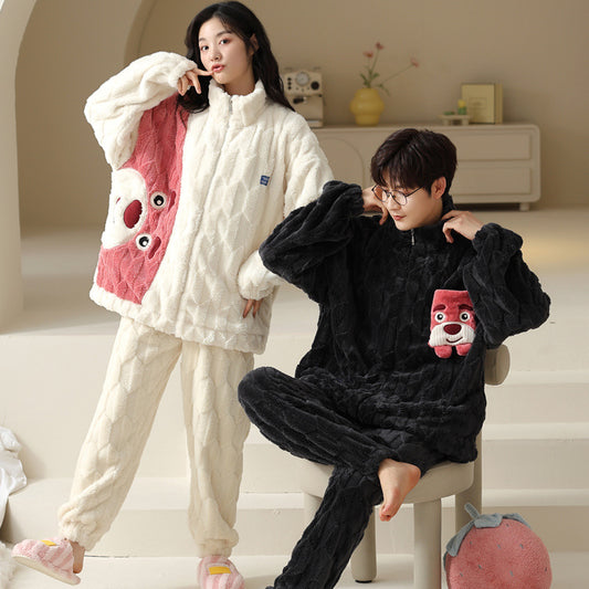 Matching Bear 4-Piece Flannel Pajamas Set