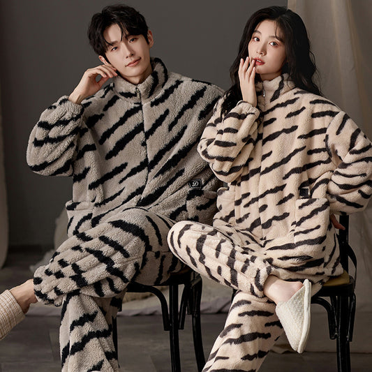 Thickened Flannel Couples Winter Pajamas Set