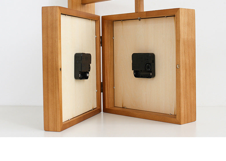 Wall Corner Two-Sided Wooden Analogue Wall Clock