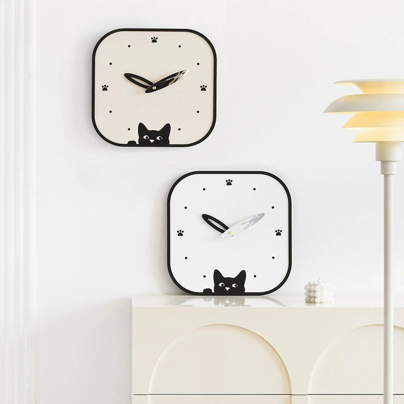 Silent Wall Clock - Modern Cat Design, Eco-Friendly Materials
