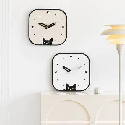 Silent Wall Clock - Modern Cat Design, Eco-Friendly Materials