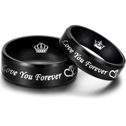 Love You Forever Matching Rings Set for Couples
