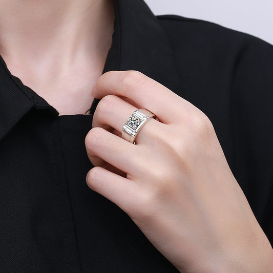 Custom 0.5 Carat Moissanite Frosted Ring for Men