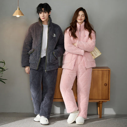 Ultra Warm Poyester Winter Pajamas Set for Couples