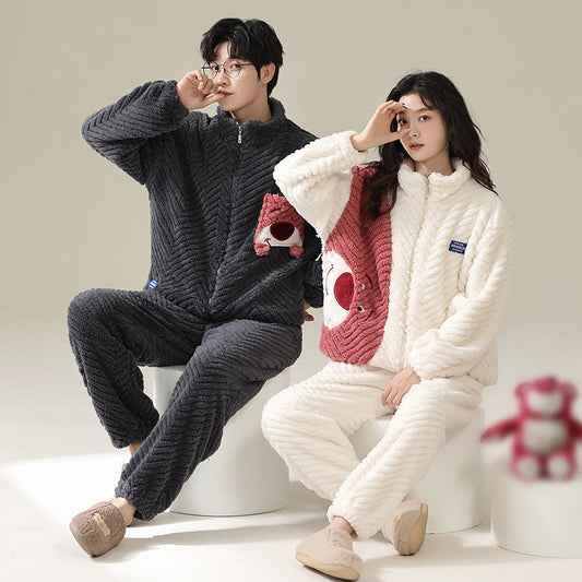 Couples Matching Thick Fleece Pajamas Set