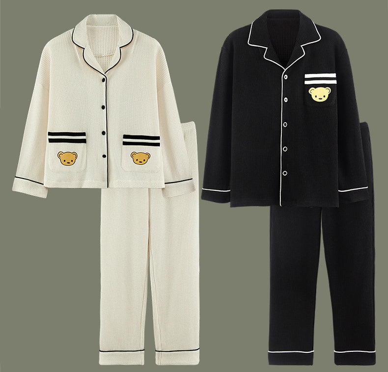 CozyBear Waffle-Knit Matching Pajamas