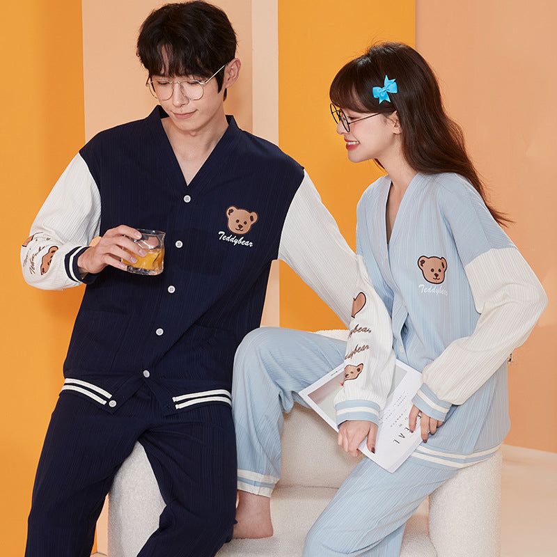 Couples Matching Breathable Bear Pajamas Set