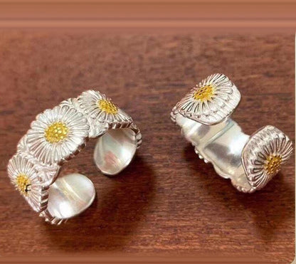 Matching Flower Adjustable Size Rings Gift Set