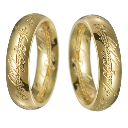 Lord of the Rings Style Couples Rings Bands Set of 2