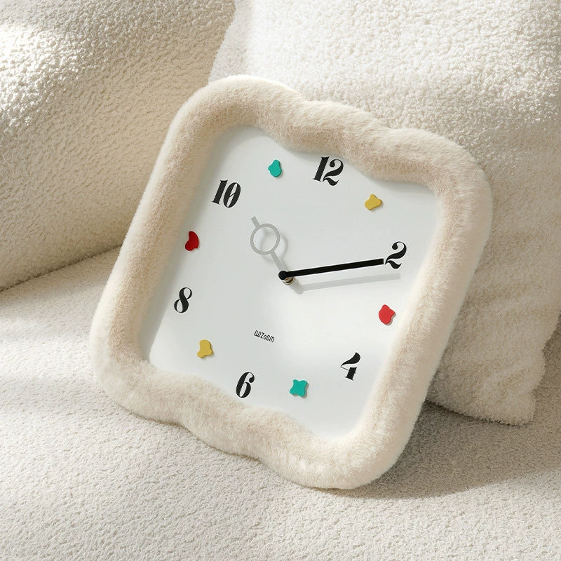 Soft Plush Wave Frame Silent Wall Clock