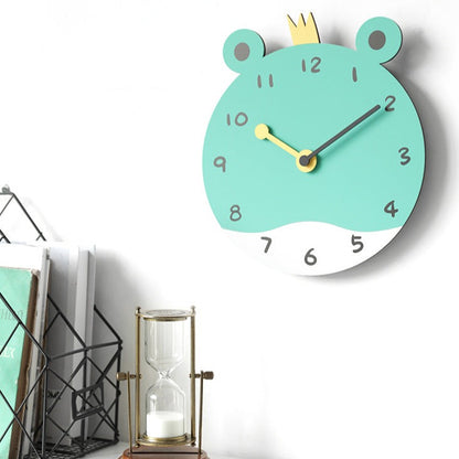 King Frog Cute Silent Wall Clock for Kids Bedroom