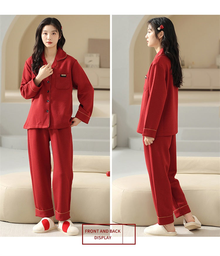 Pure Cotton Red Pajamas Set for Couples