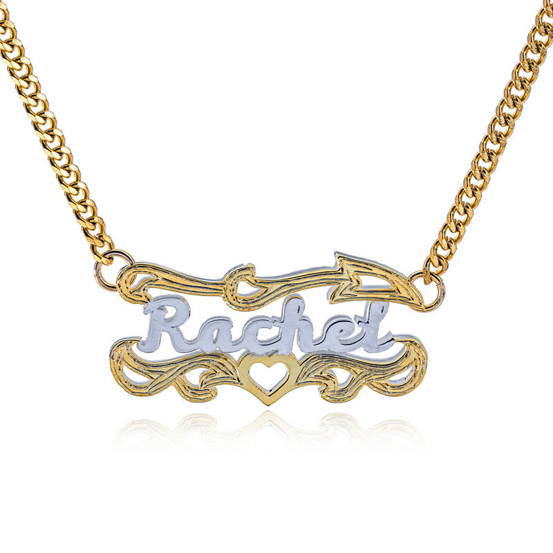 Two Color Tone Custom Name Necklace for Her