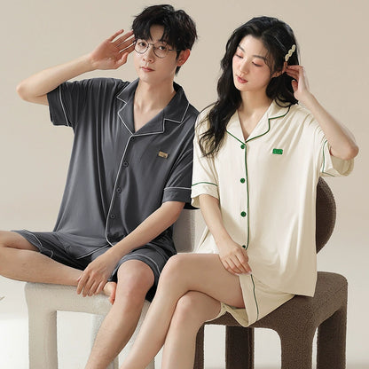 Gullei™ Pajamas Set Short Sleeve Button Front Modal