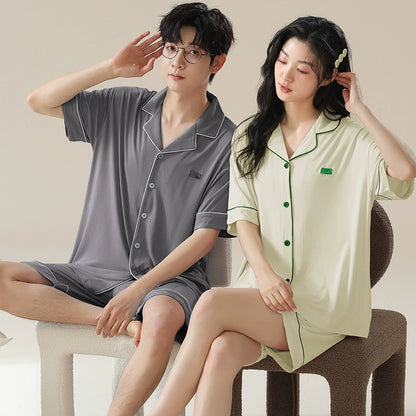 Gullei™ Pajamas Set Short Sleeve Button Front Modal