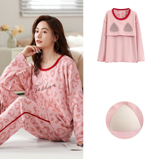 Women Pajamas Set Loungewear Dress - Built-in Padded Bra