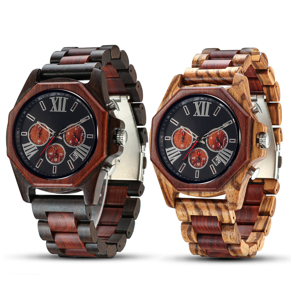 Matching Multifunctional Wood Couple Watch Set for Two