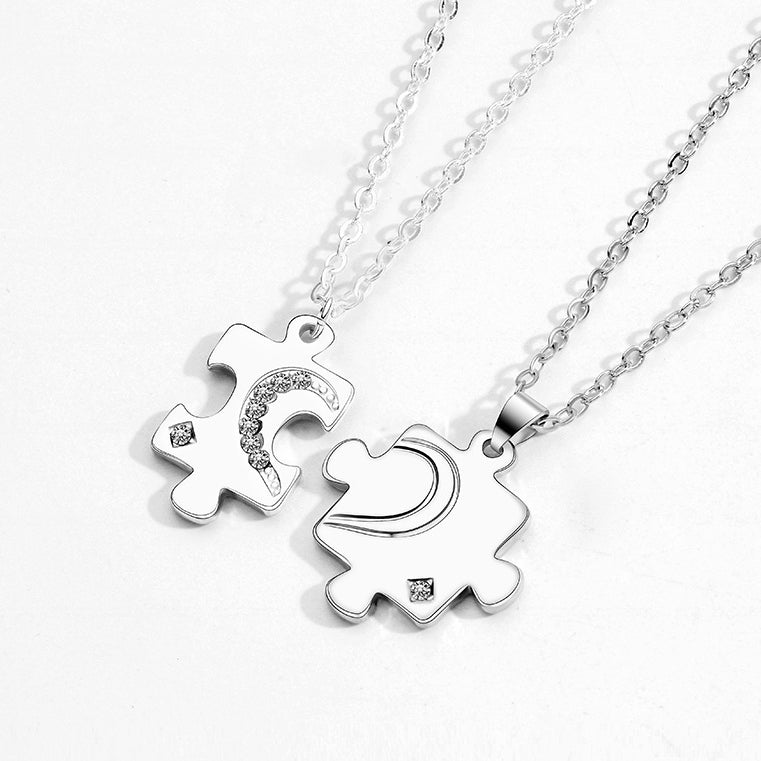 Engravable Puzzle Necklaces Set for Couples