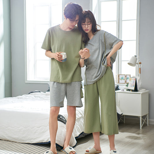 Matching Loose Pajamas Set for Couples Pure Cotton