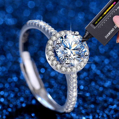 Custom 1 Carat Moissanite Diamond Halo Ring