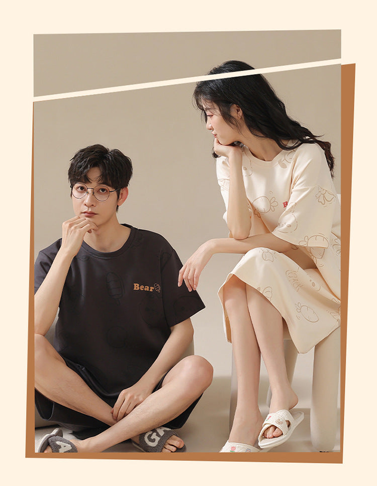 Comfortable Summer Sleepwear for Couples 100% Cotton