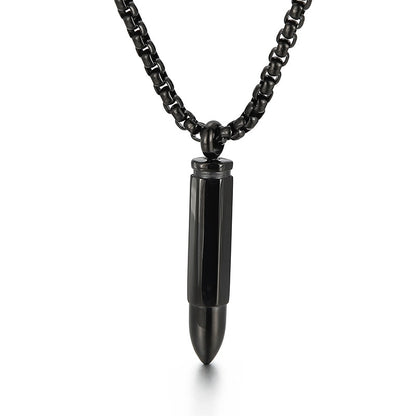 Engravable Bullet Army Pendant Mens Necklace