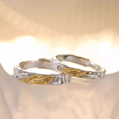 Engraved Matching Rings Set - Solid Sterling Silver - Adjustable Size