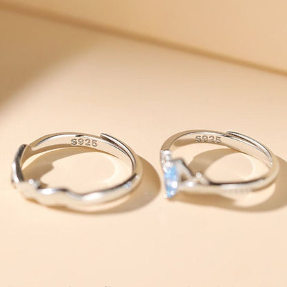 Engravable Minimalist Rings Set for Two - Solid Sterling Silver - Adjustable Size