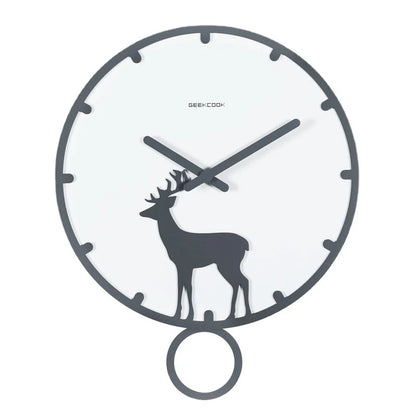 Deer Silhouette Pendulum Silent Wall Clock (13.8")
