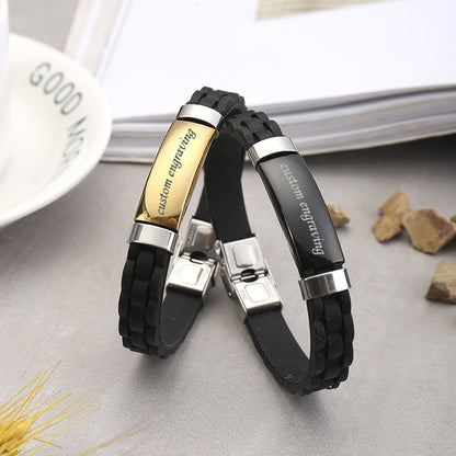 Engraved Waterproof Silicone Bracelets for Couples