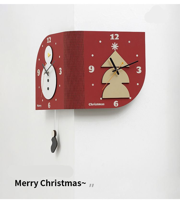 Double-Sided Christmas Corner Silent Pendulum Clock