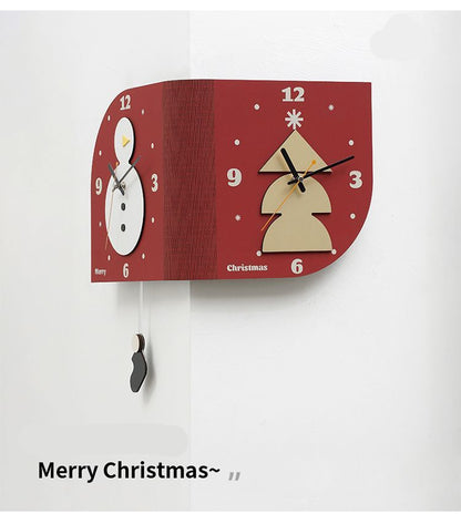 Double-Sided Christmas Corner Silent Pendulum Clock