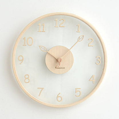 Leaf Hands Solid Wood Analogue Wall Clock (10")