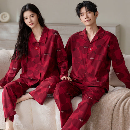 Matching Couple Pajamas Set – 100% Premium Cotton, Classic Button-Down Design