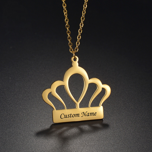 Personal Name Engraved Crown Necklace