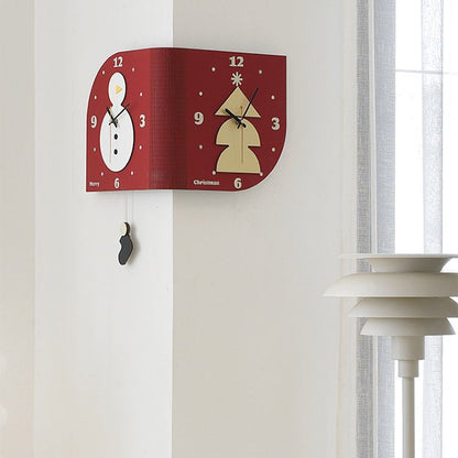 Double-Sided Christmas Corner Silent Pendulum Clock