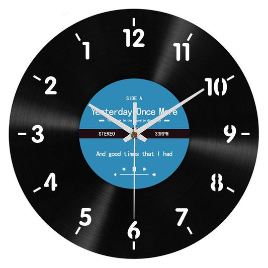 Reverse Vinyl Record Silent Wall Clock — 12" Retro