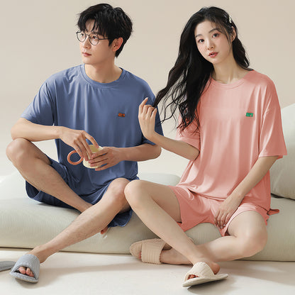 Gullei™ Couples Pajamas Set Short Sleeve Modal - Comfortable Summer Sleepwear for Him & Her