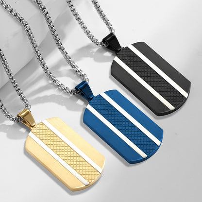 Army Name Tag Brushed Pendant Mens Necklace