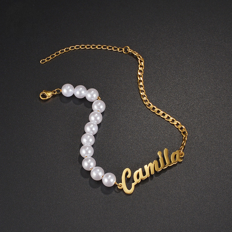 Pearls Chain Custom Name Bracelet